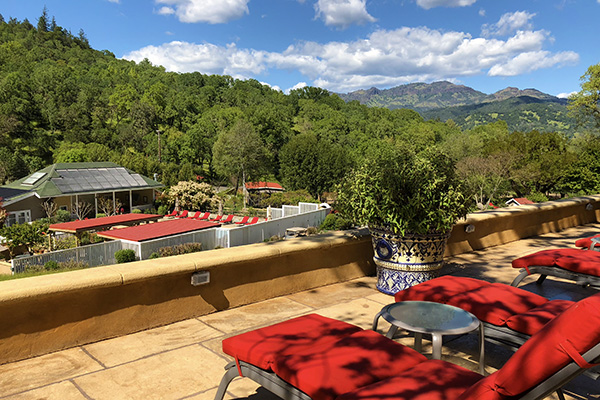 Stunning vista from the Upper Verandah with Calistoga Palisades and Pool Area